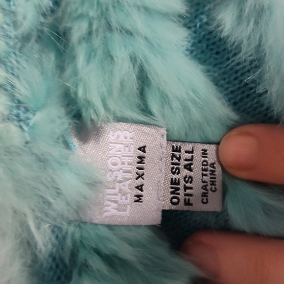 Wilsons Leather Maxima Genuine Rabbit Fur Poncho Cape Shawl - Aqua Green One - Picture 3 of 7